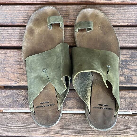 Officine Creative Green Leather Toe Ring Sandals Italy Women's Size 39.5 US 9.5 - Picture 4 of 12